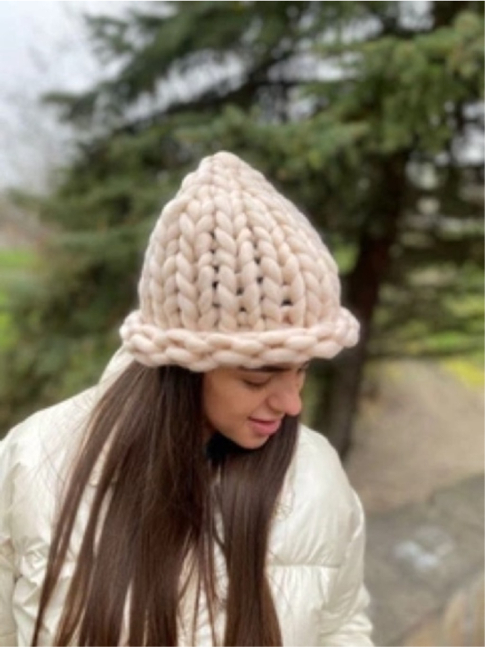 HISO Privé Chunky Knit Wool Blend Beanie – Cream Ivory